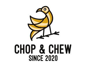 Fly - Gold Bird Outline logo design