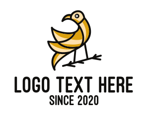 Bird - Gold Bird Outline logo design