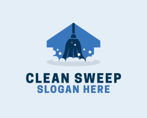 Mopping - Mop Cleaning House logo design