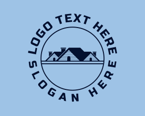 Blue - Home Property Roofing Badge logo design
