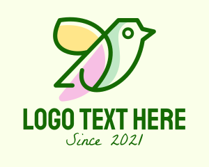 Perchery - Minimalist Green Chickadee logo design