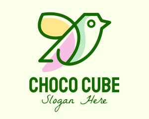 Minimalist Green Chickadee Logo