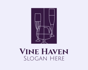 Liquor Glassware Bar logo design