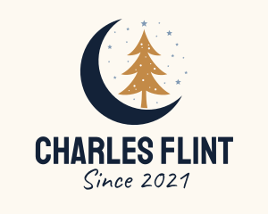 Winter - Christmas Tree Moon logo design