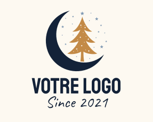 Winter - Christmas Tree Moon logo design