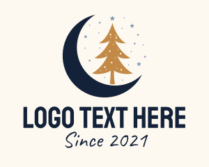 Moon - Christmas Tree Moon logo design