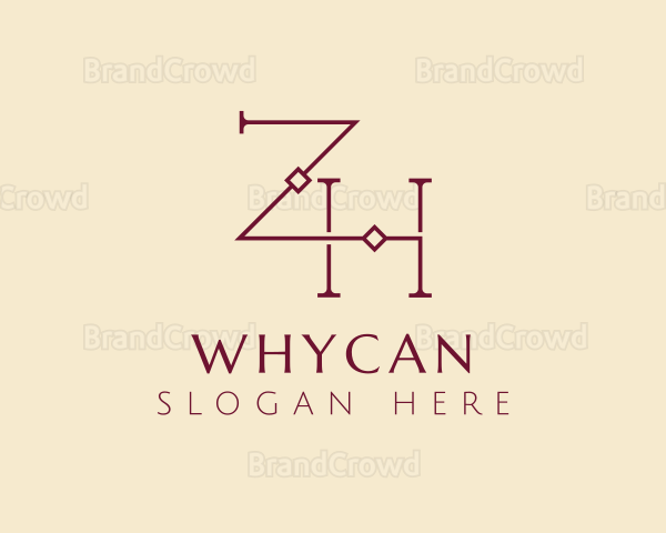 Jewelry Letter ZH Monogram Logo