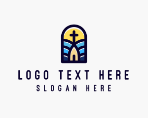Protestant - Stained Glass Window logo design