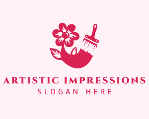 Brush Painting Flower logo design