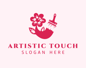 Brush Painting Flower logo design