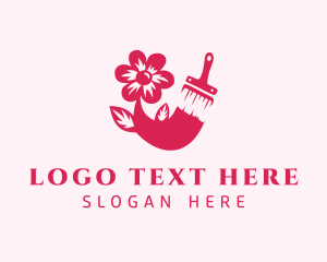 Eco - Brush Painting Flower logo design