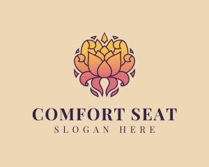 Ornamental Lotus Flower logo design