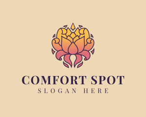 Ornamental Lotus Flower logo design