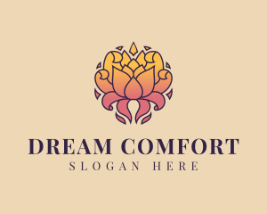 Ornamental Lotus Flower logo design