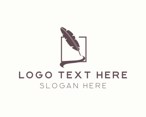 Writing - Writer Feather Quill Pen logo design