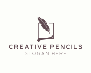 Writer Feather Quill Pen logo design