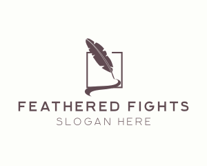 Writer Feather Quill Pen logo design