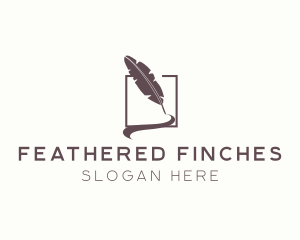 Writer Feather Quill Pen logo design