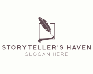 Novelist - Writer Feather Quill Pen logo design