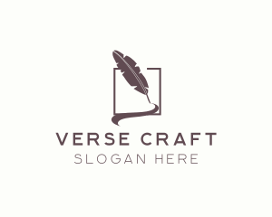 Poem - Writer Feather Quill Pen logo design