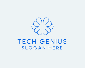 Blue Genius Brain logo design