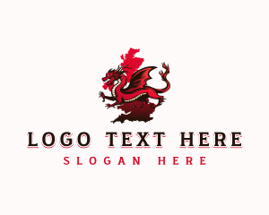 Map - United Kingdom Mythical Dragon logo design