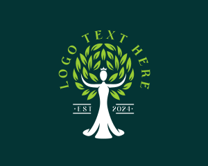 Yoga - Tree Woman Organic Beauty logo design