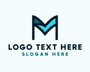 Teal - Check Company Firm Letter M logo design