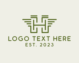 Letter H - Outline Letter H Wings Company logo design