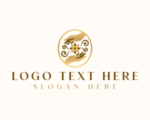 Lotus - Floral Wellness Hand logo design
