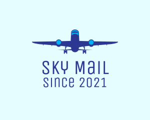 Blue Airplane Flight logo design