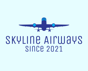 Blue Airplane Flight logo design