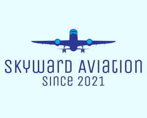 Blue Airplane Flight logo design