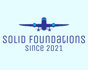 Flying - Blue Airplane Flight logo design