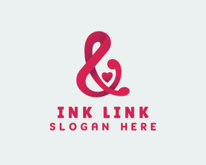 Ligature - Red Heart Ampersand logo design