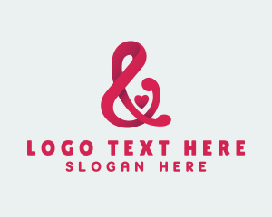 Typography - Red Heart Ampersand logo design