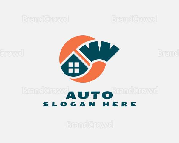 Abstract House Broom Logo