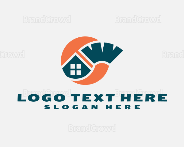 Abstract House Broom Logo