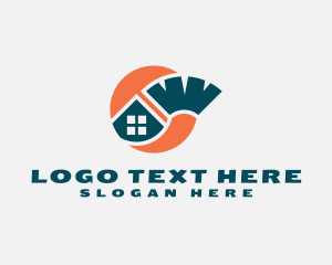 Cleaning Service - Abstract House Broom logo design