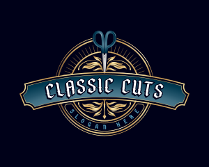 Premium Barbershop Scissors logo design