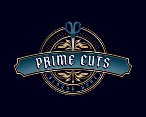 Premium Barbershop Scissors logo design