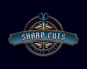 Cut - Premium Barbershop Scissors logo design