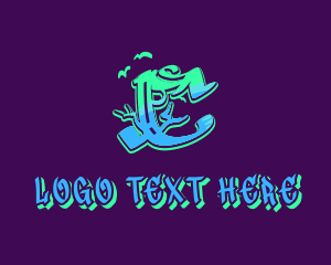 Teenager - Neon Graffiti Art Letter C logo design