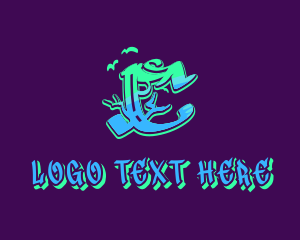 Teen - Neon Graffiti Art Letter C logo design