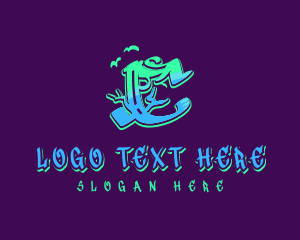 Teenager - Neon Graffiti Letter C logo design