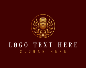 Record - Elegant Podcast Microphone logo design