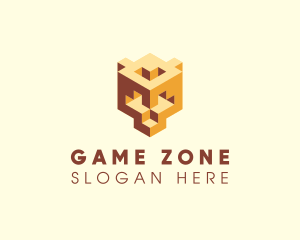 3D Block Game logo design