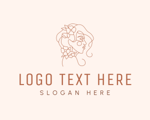 Beige - Flower Lady Beauty logo design