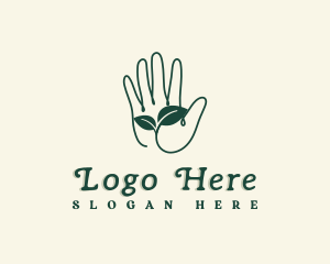 Arborist - Gardener Hand Plant logo design