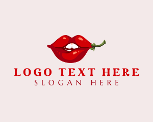Spicy - Hot Chili Lips logo design